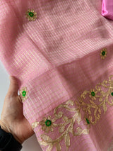 Pink Kotta with gotta embroidered kurta dupatta set Unstitched