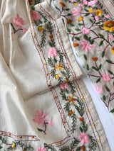 Chanderi Phulkari embroidery Unstitched suit material