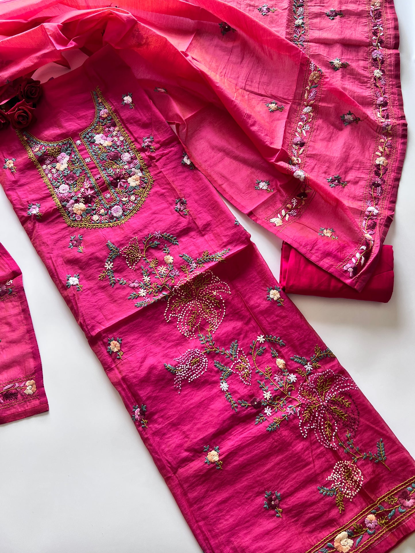 Knot embroidery Unstitched suit material