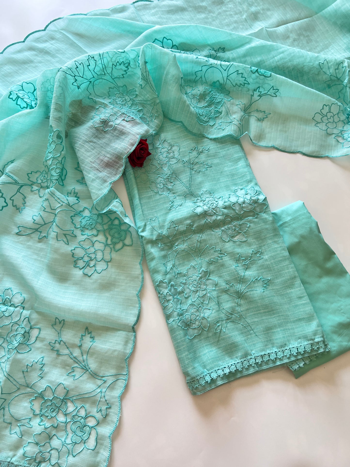 Blue Kotta cutwork Embroidered Unstitched Suit
