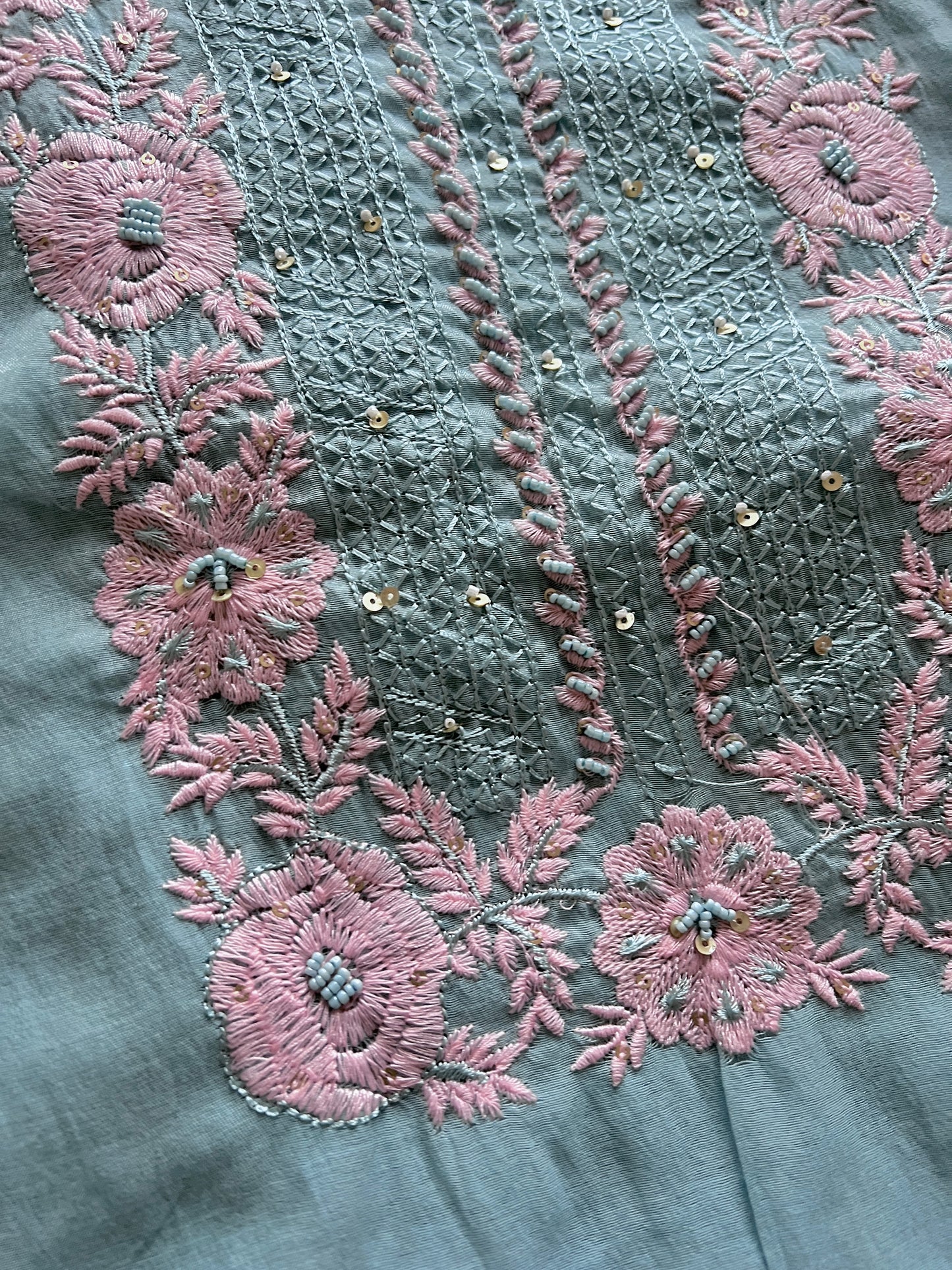 Blue Mul Chanderi embroidered Unstitched Suit
