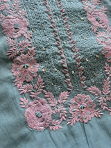 Blue Mul Chanderi embroidered Unstitched Suit