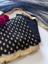 Black Banarsi Georgette Embroidered Unstitched Suit set