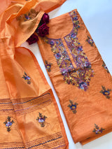 Knot embroidery Unstitched suit material 2 pc