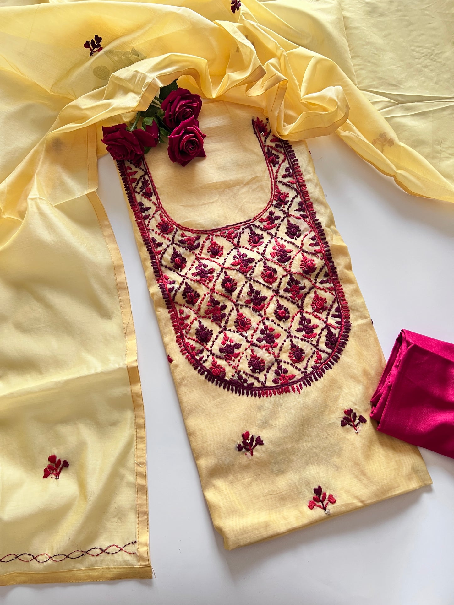 Knot embroidery Unstitched suit material