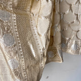 Golden Banarasi dupatta with tassels
