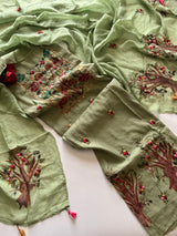 Knot embroidery Masleen Silk Designer Unstitched suit