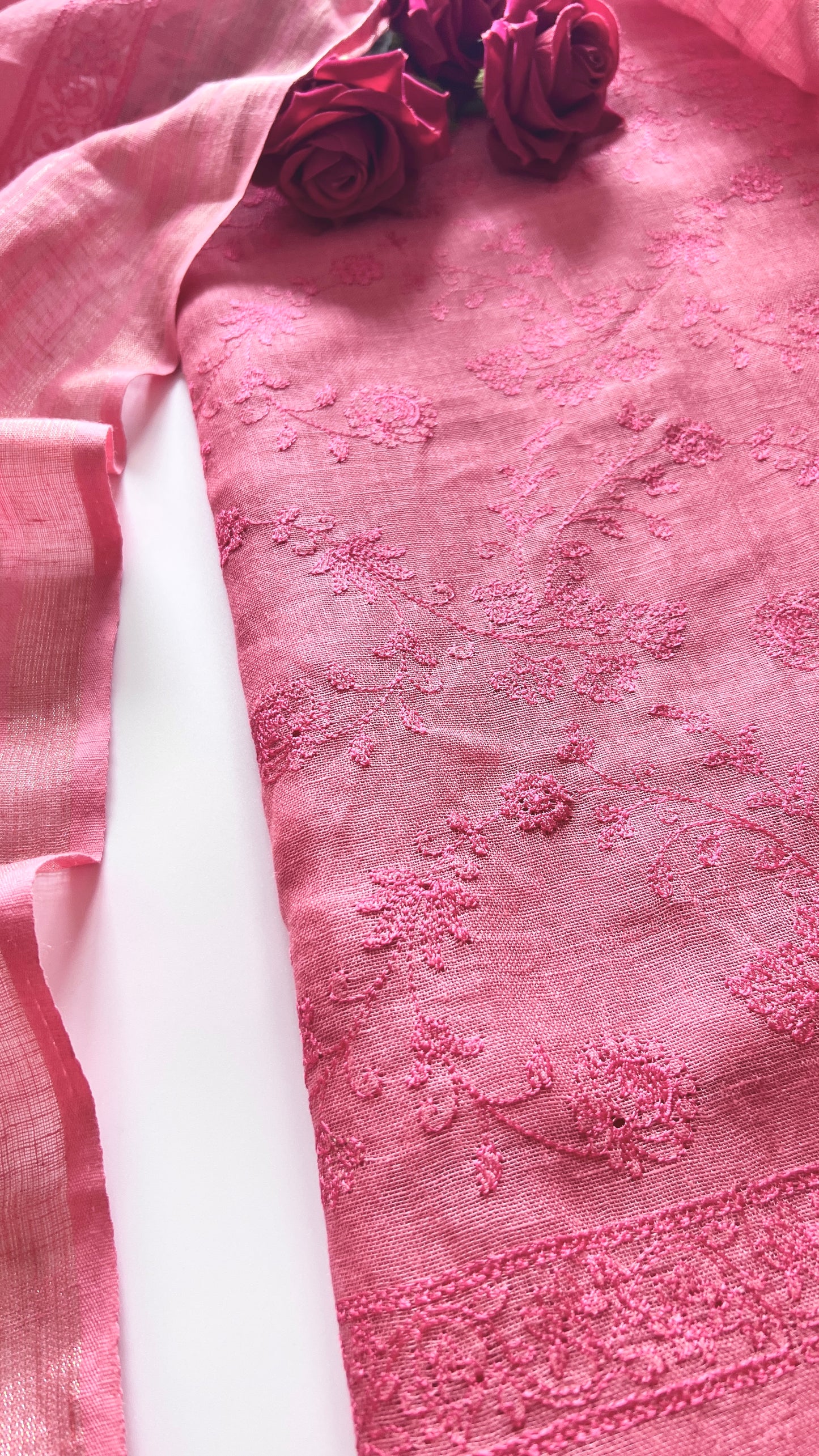 Pure Linen embroidered premium unstitched dress material
