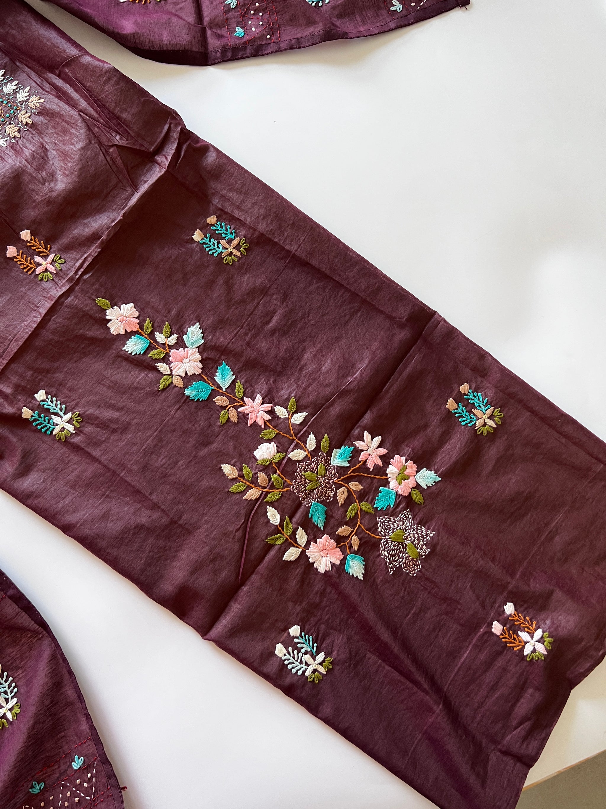 2 pc Knot embroidery Unstitched suit material