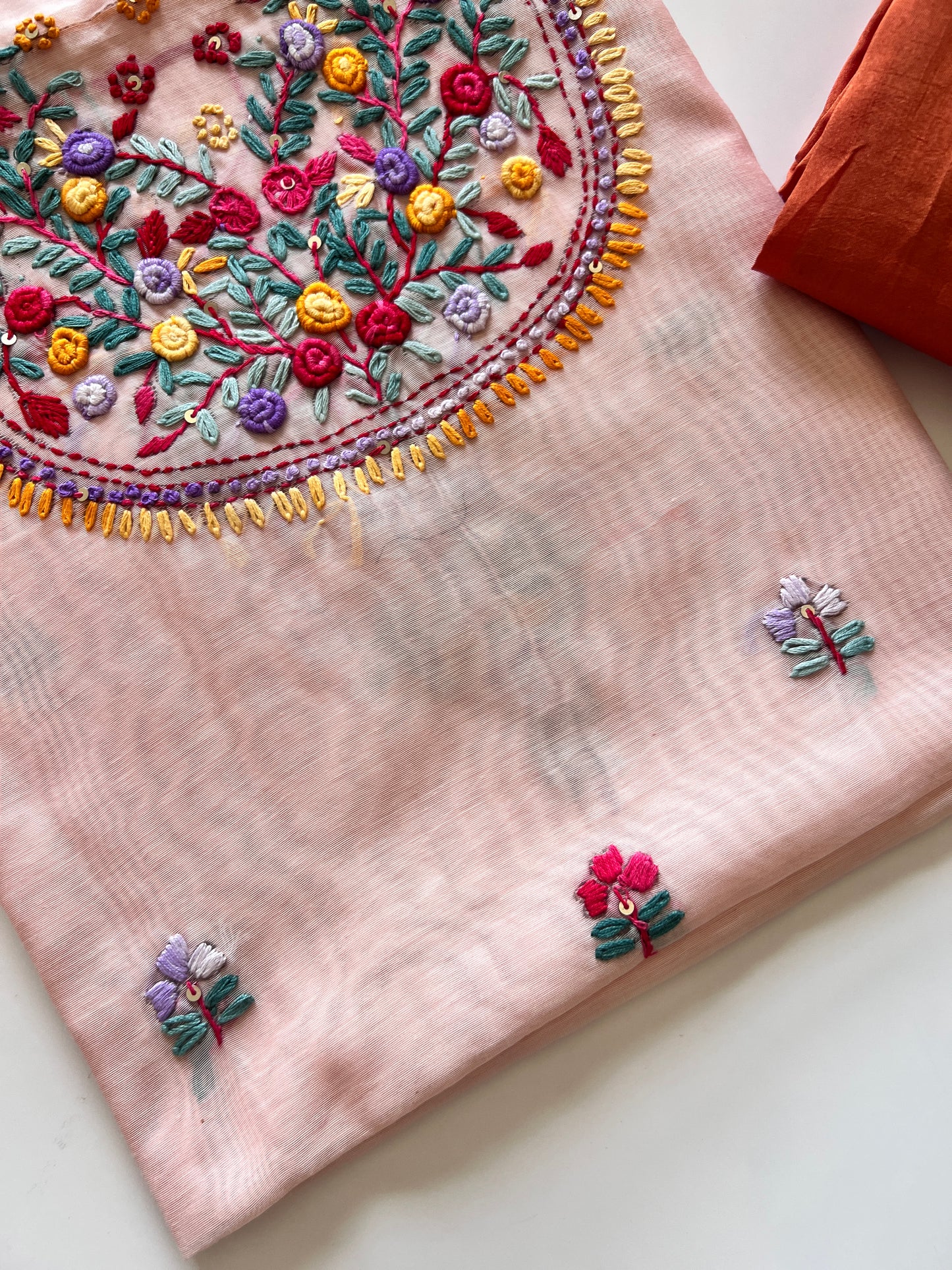 Knot embroidery Unstitched suit material