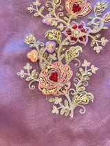 Purple Tissue partywear embroidered suit set unstitched