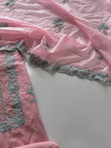 Pink Mul Chanderi embroidered Unstitched Suit