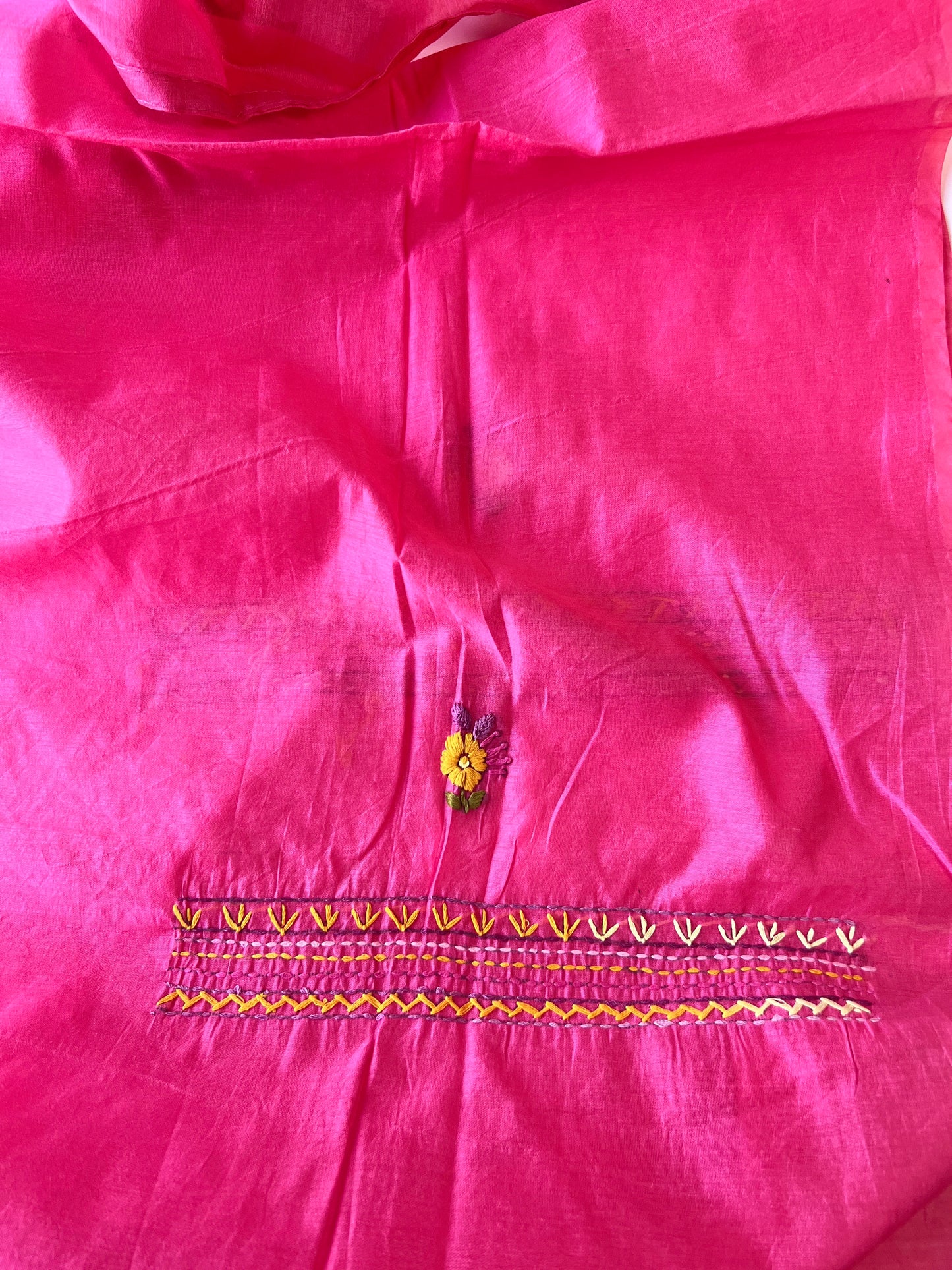 Chanderi knot embroidery Unstitched suit material