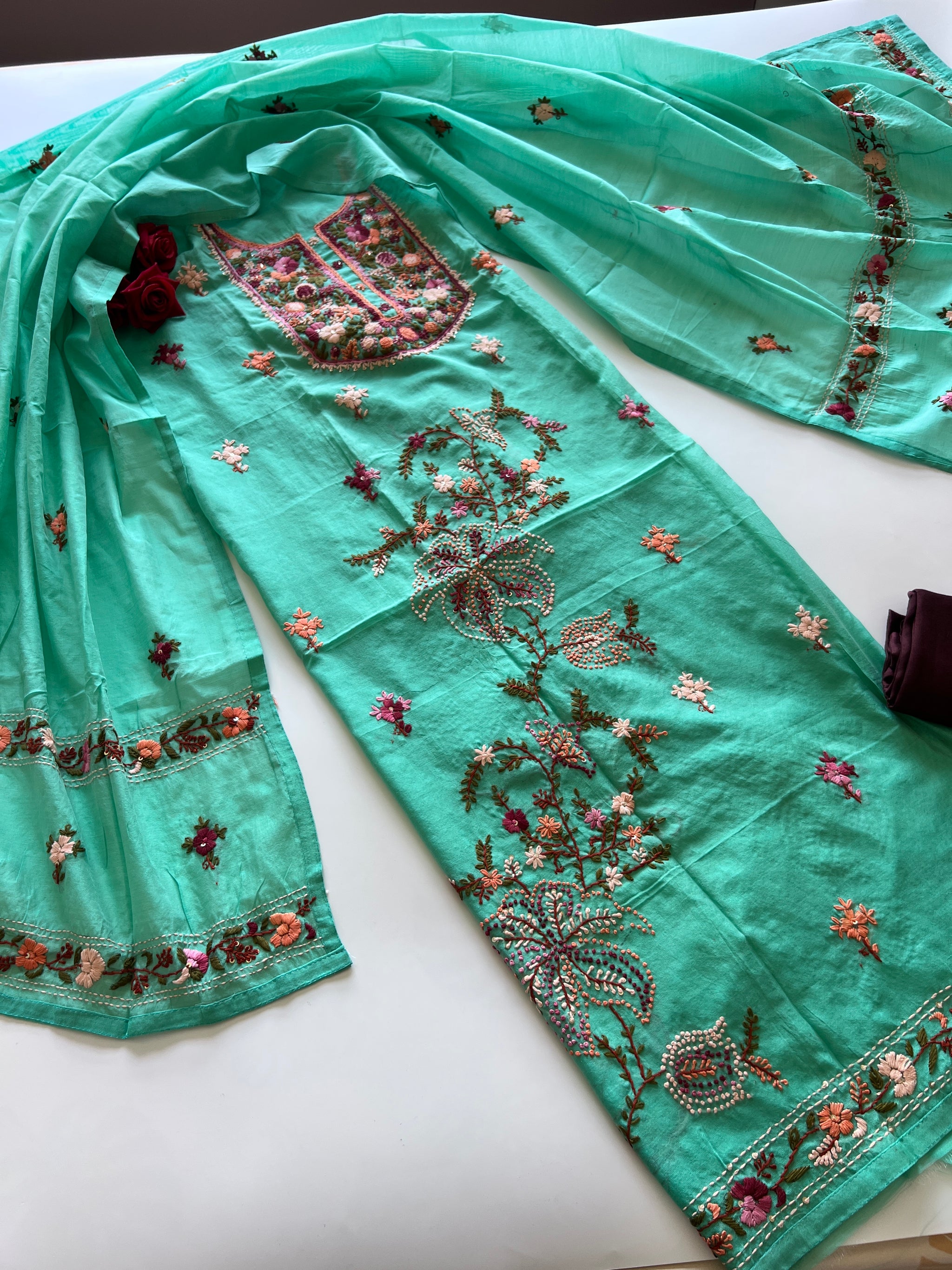 Knot embroidery Unstitched suit material
