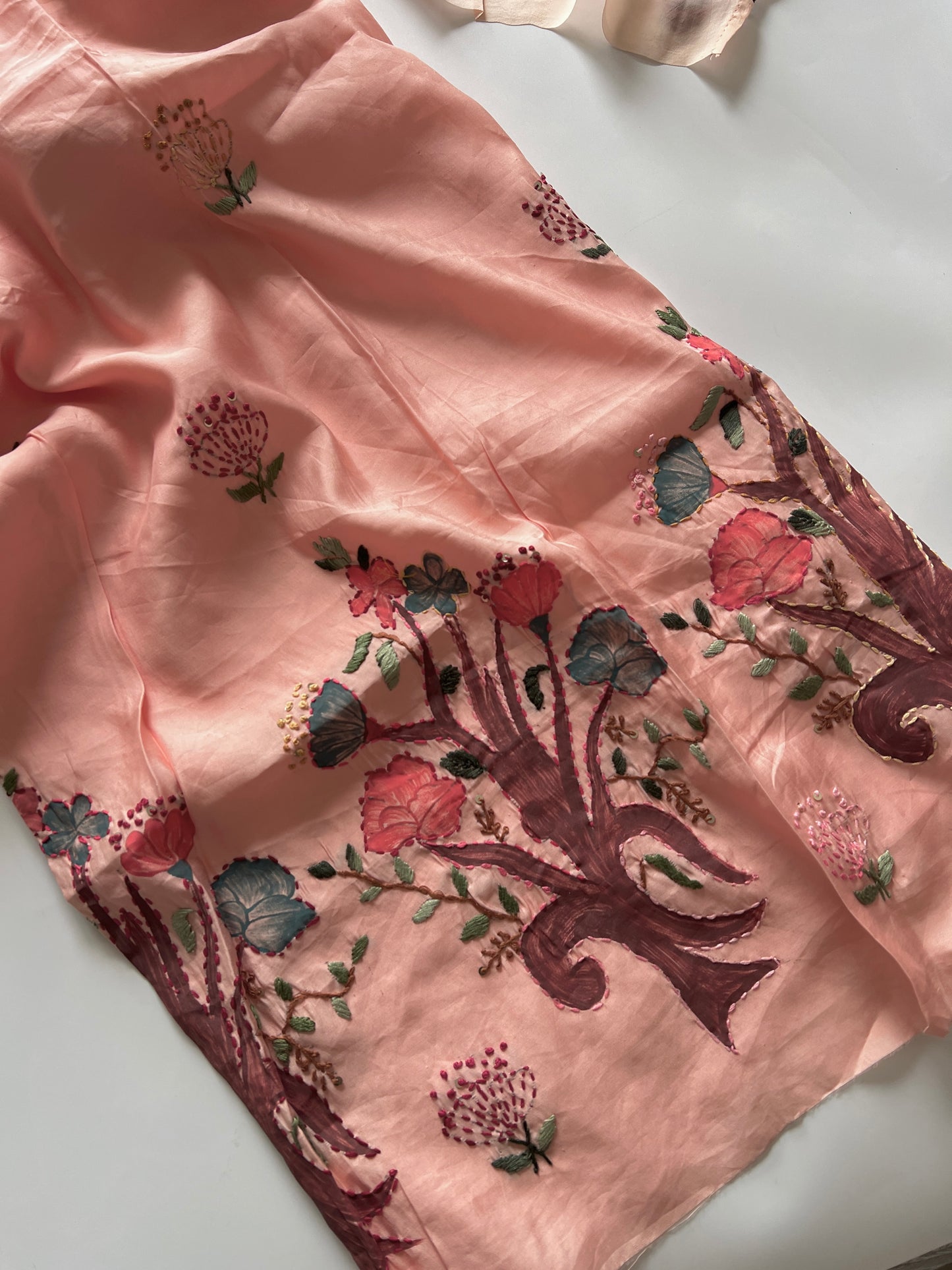 Knot embroidery Masleen Silk Designer Unstitched suit