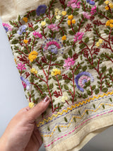 Beige Knot embroidery Unstitched suit material 2 pc