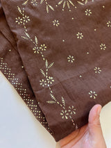 Brown Mul Chanderi dress material with mukaish -Flamingo