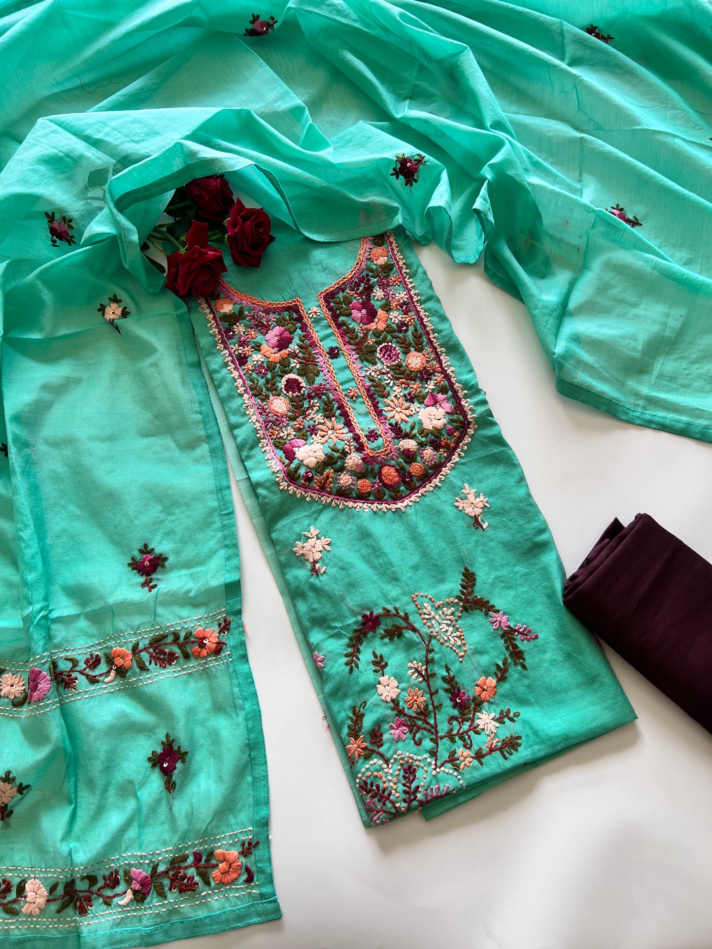 Knot embroidery Unstitched suit material
