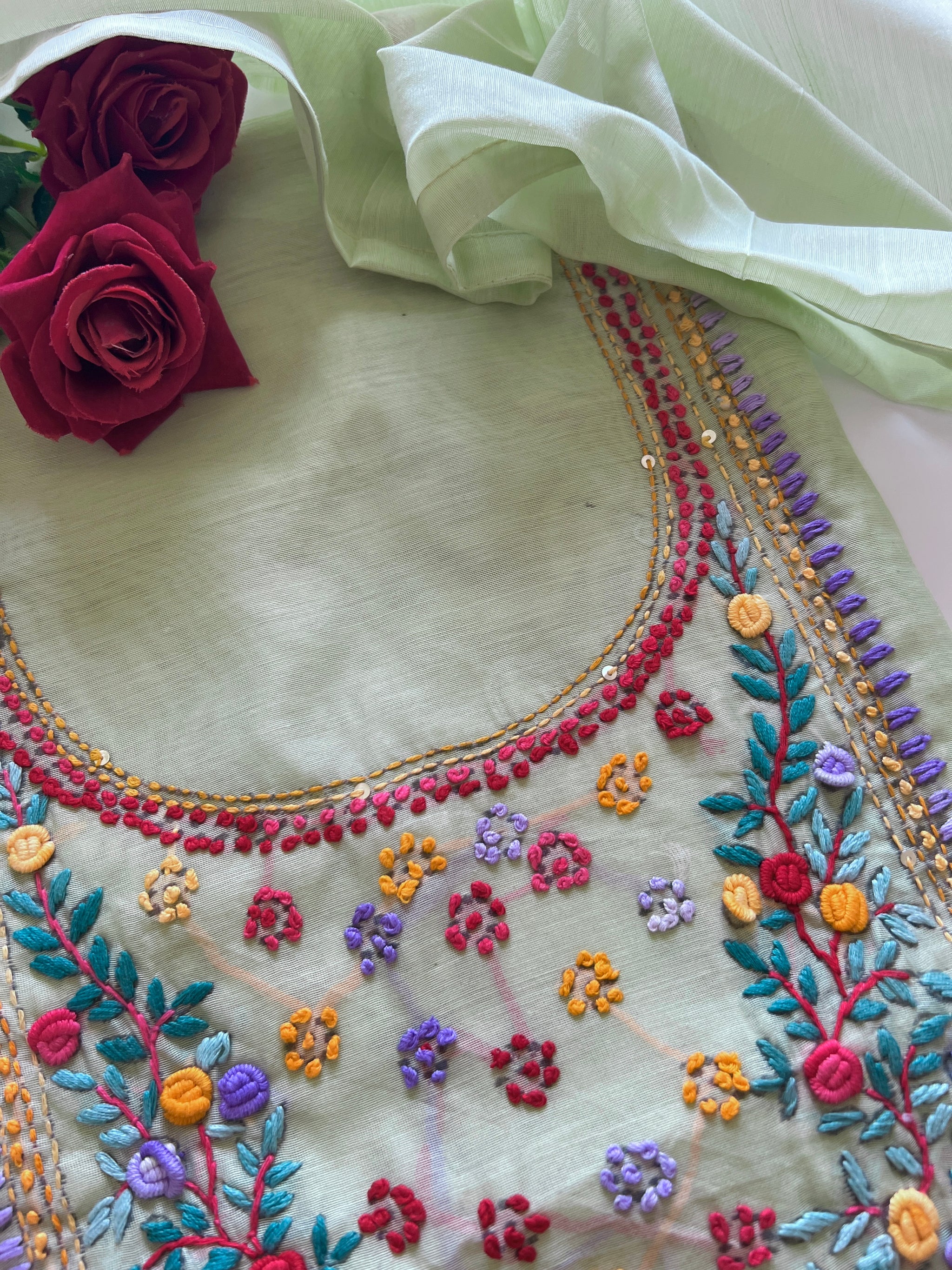 Knot embroidery Unstitched suit material