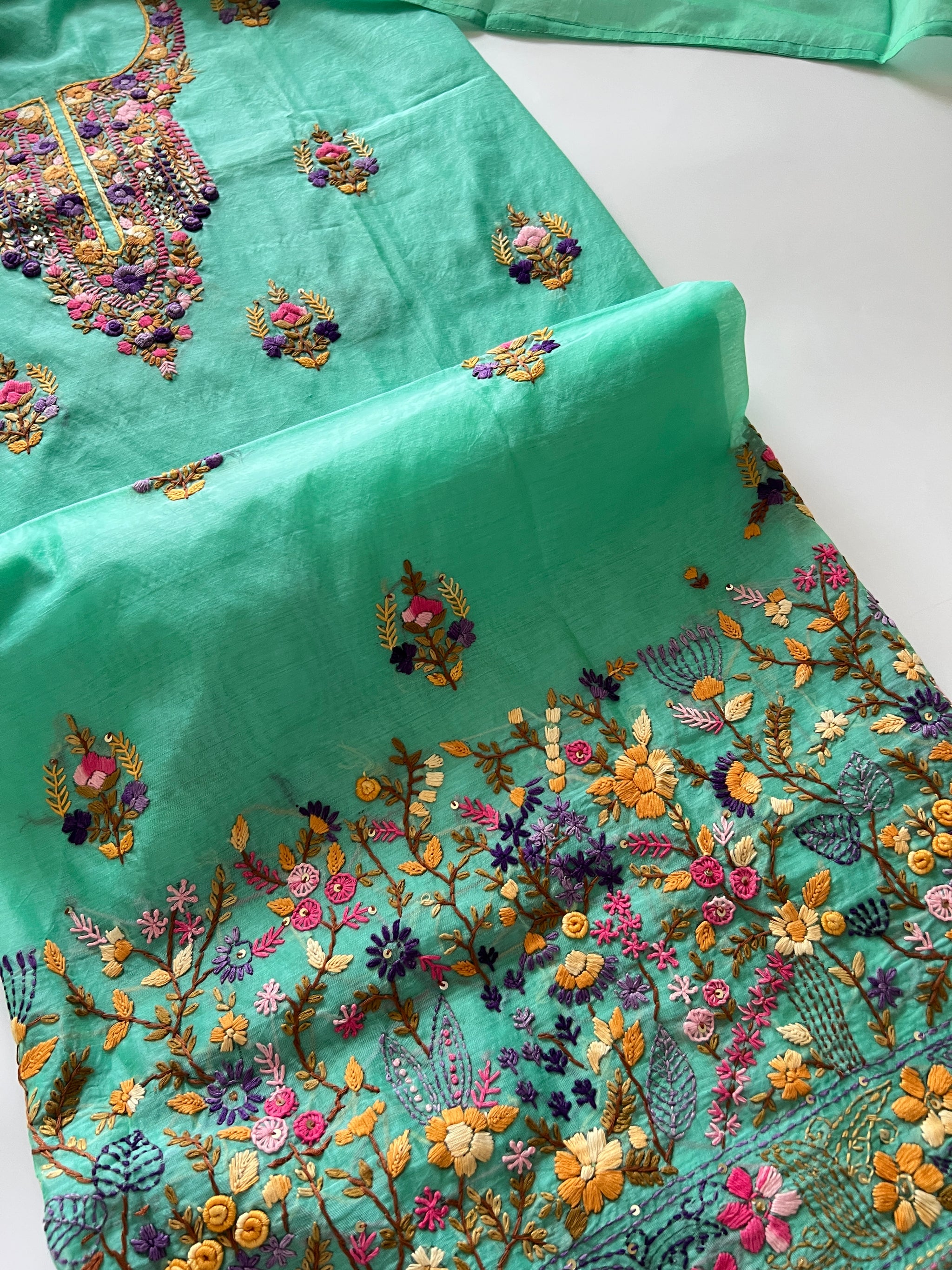 Knot embroidery Unstitched suit material 2 pc
