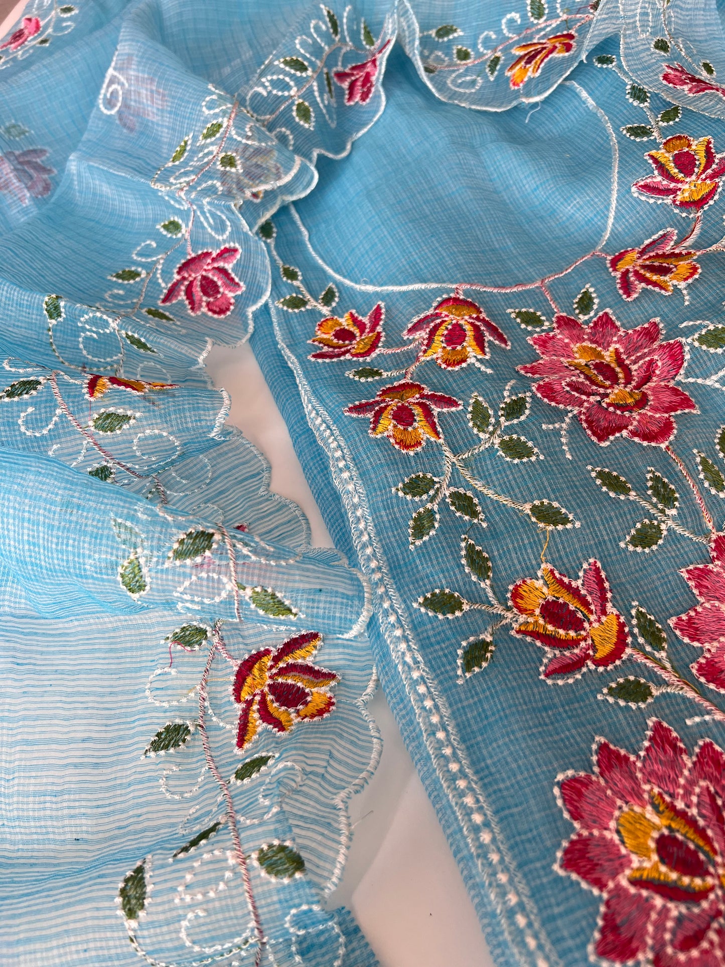 Blue Kotta embroidered kurta dupatta set Unstitched