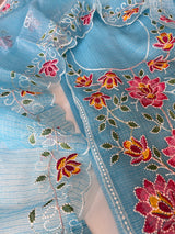 Blue Kotta embroidered kurta dupatta set Unstitched