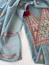 Chanderi knot embroidery Unstitched suit material