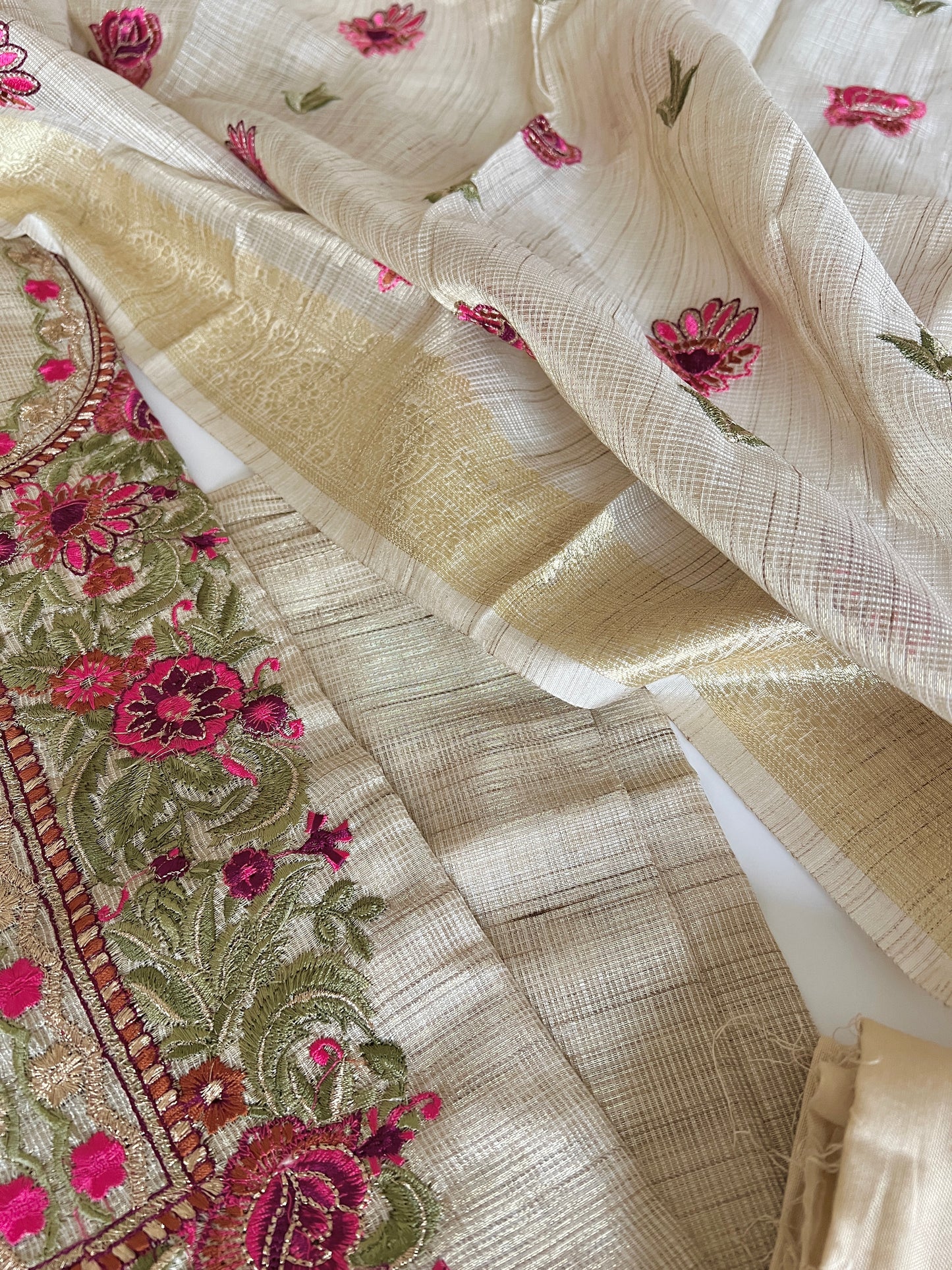 Floral Embroidery kotta shimmer Dress material