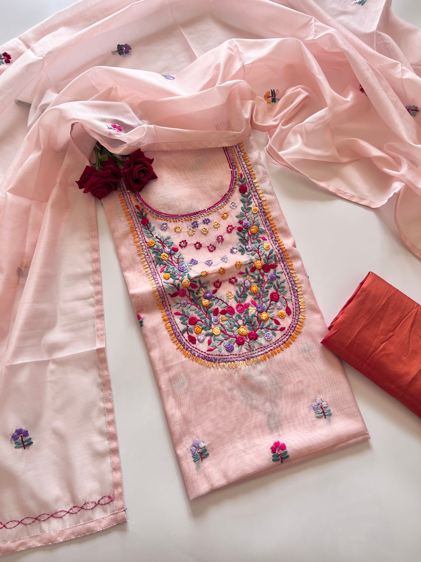Knot embroidery Unstitched suit material