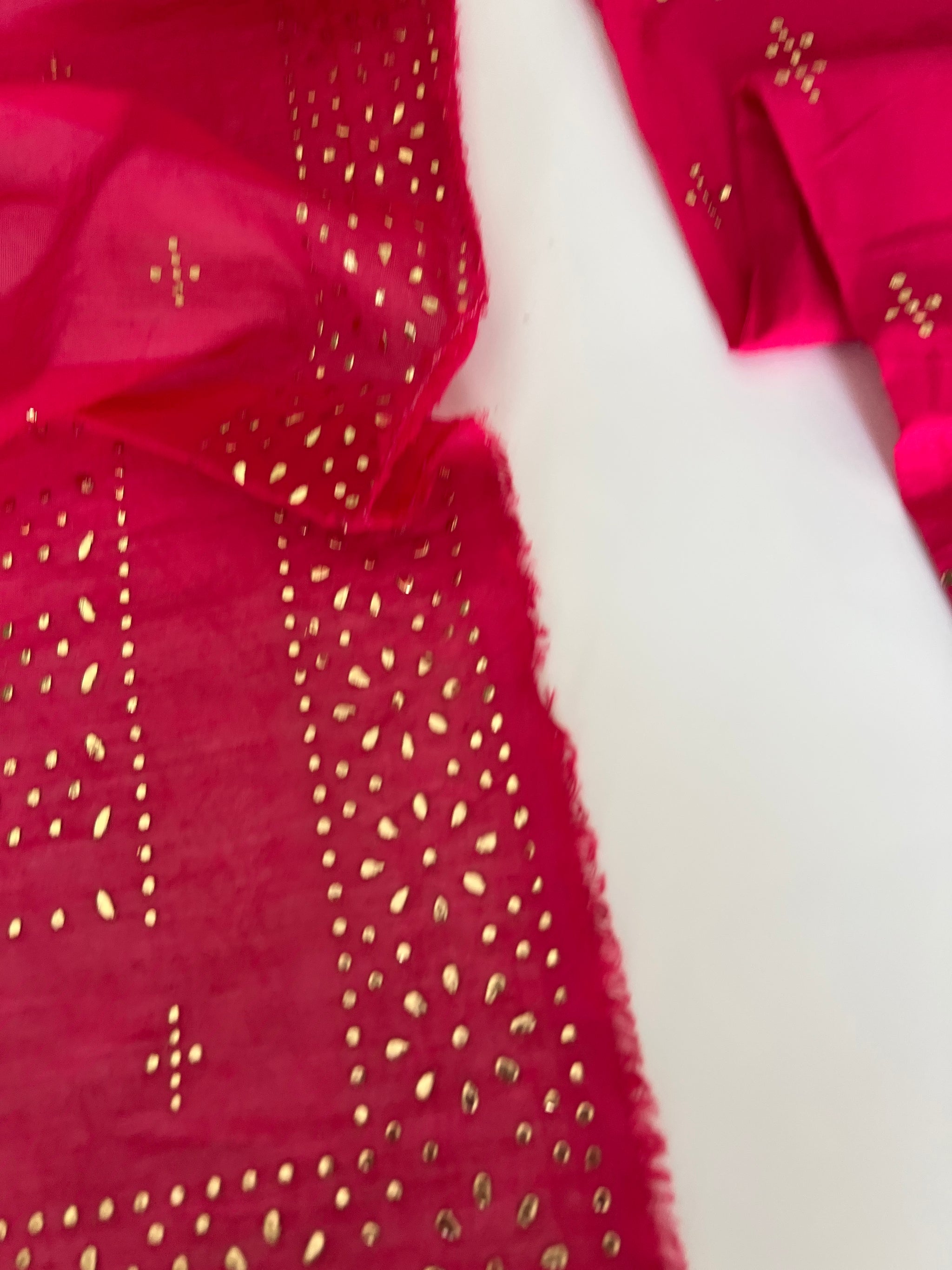 Pink Mul Chanderi dress material with mukaish geometric