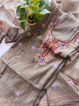 Chanderi knot embroidery Unstitched suit material