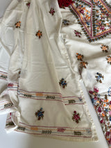Off white Knot Embroidery Unstitched suit set 2 pc