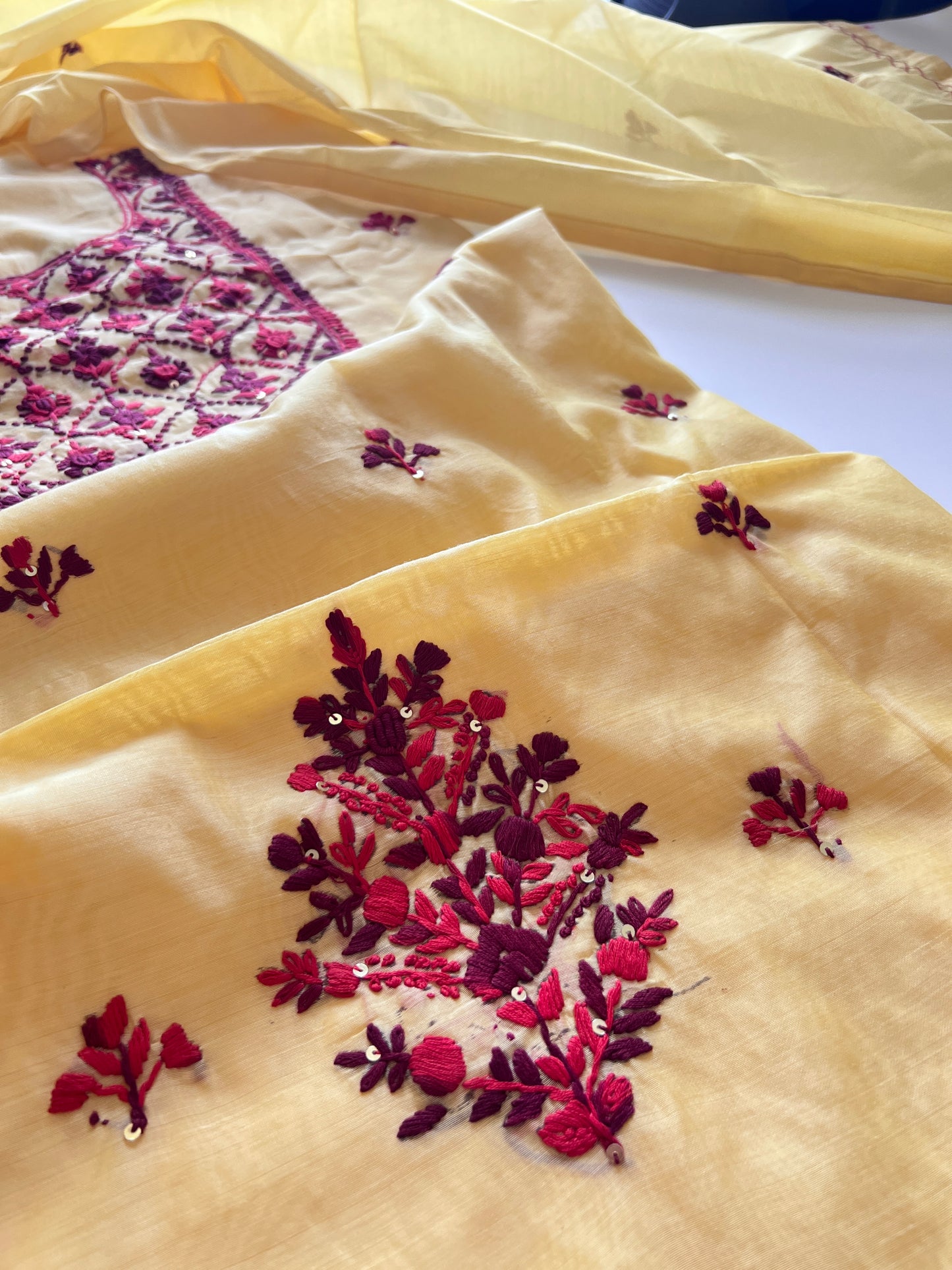 Knot embroidery Unstitched suit material