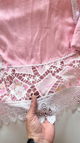Pink Viscose Muslin dress material unstitched Suit set
