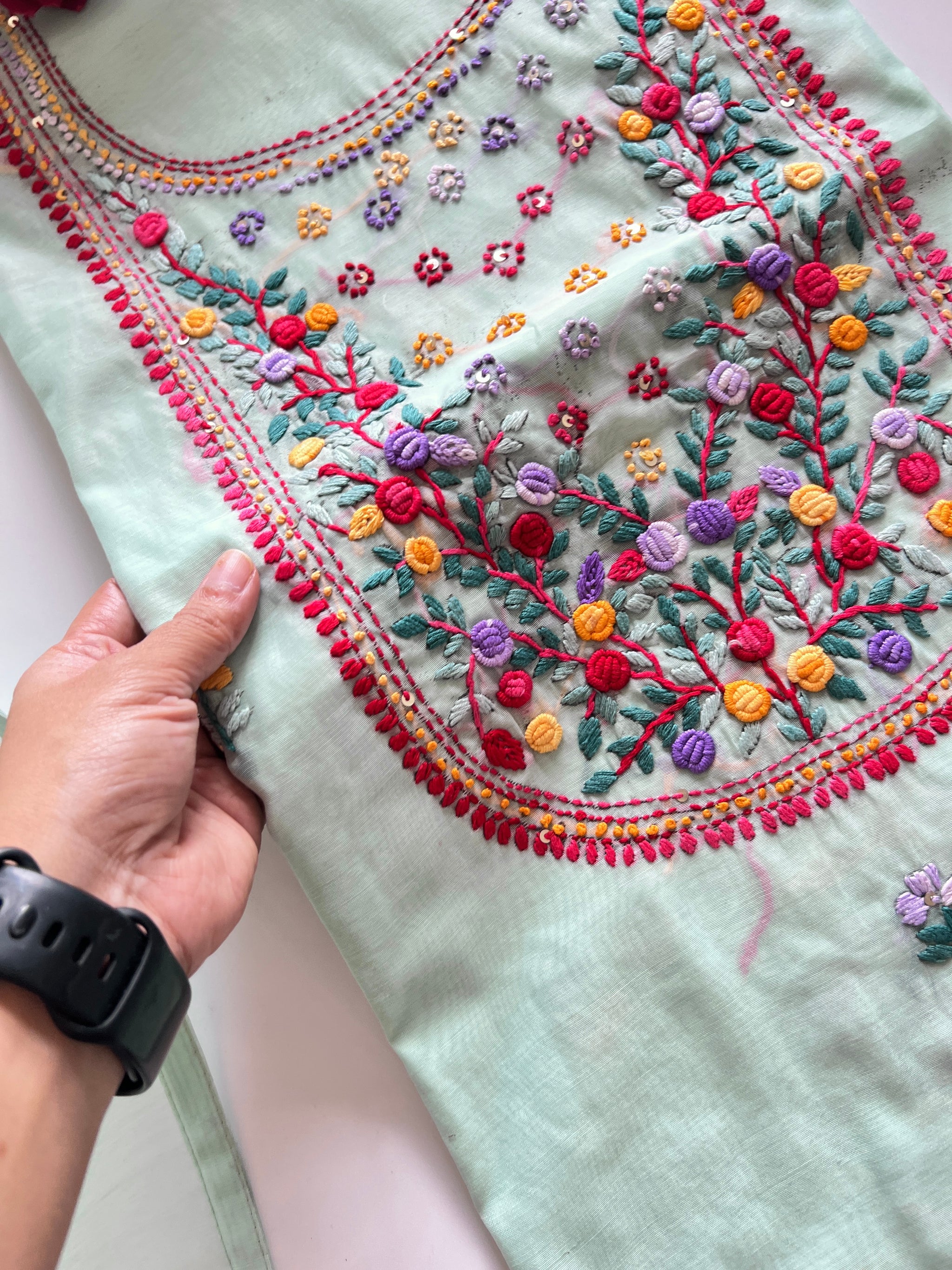 Knot embroidery Unstitched suit material