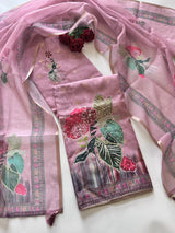 Pearl work dress material unstitched Suit set