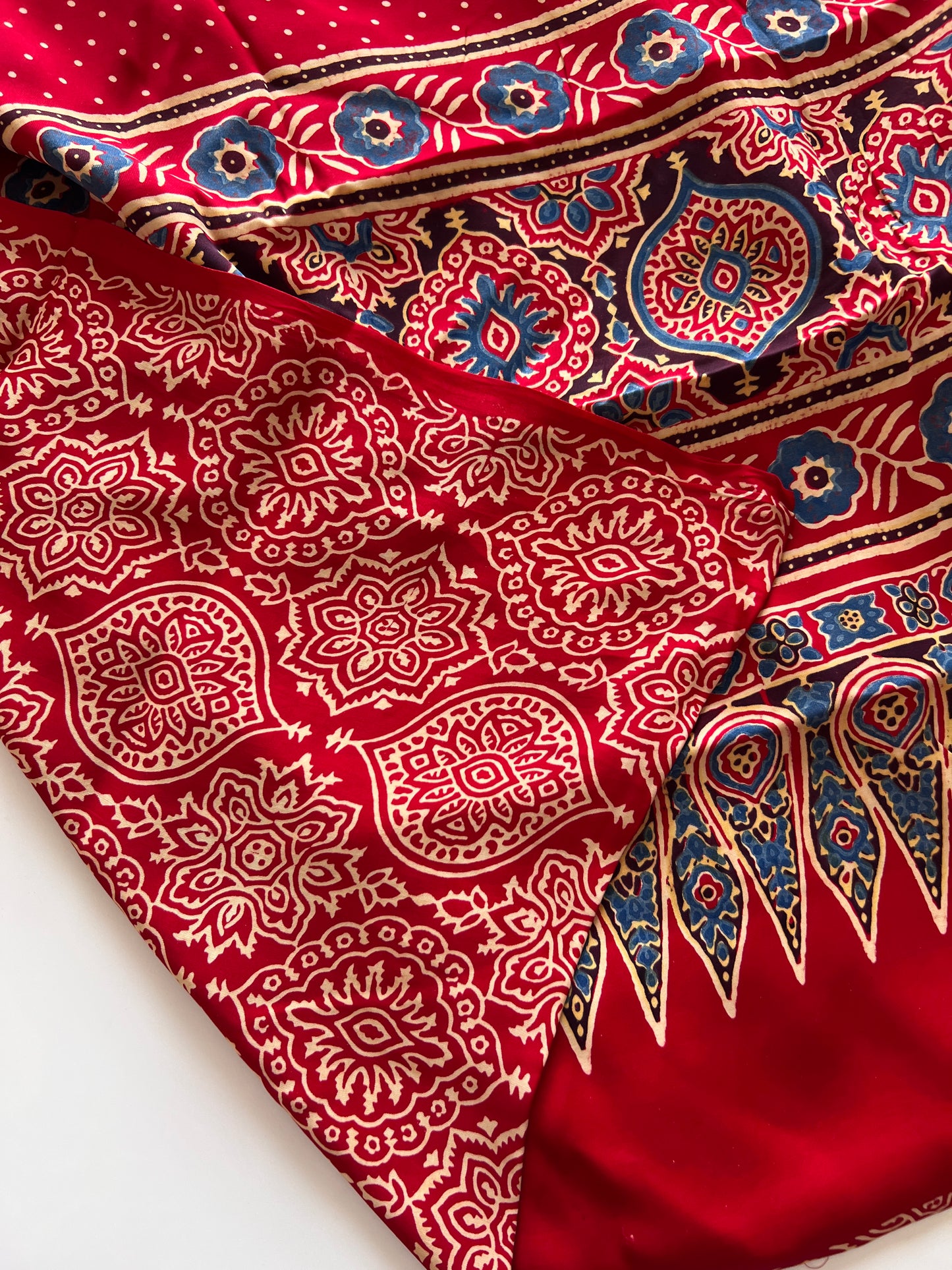 Ajrakh Handblock print 3 pc fabric Unstitched suit set