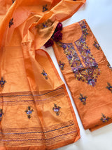Knot embroidery Unstitched suit material 2 pc