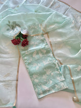Pure Organza with Swan embroidery Un-stitched Suit set