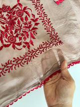 Laal Dhaga Unstitched suit on Mouse color with Salwar embroidery