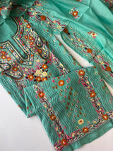 Chanderi Phulkari embroidery Unstitched suit material