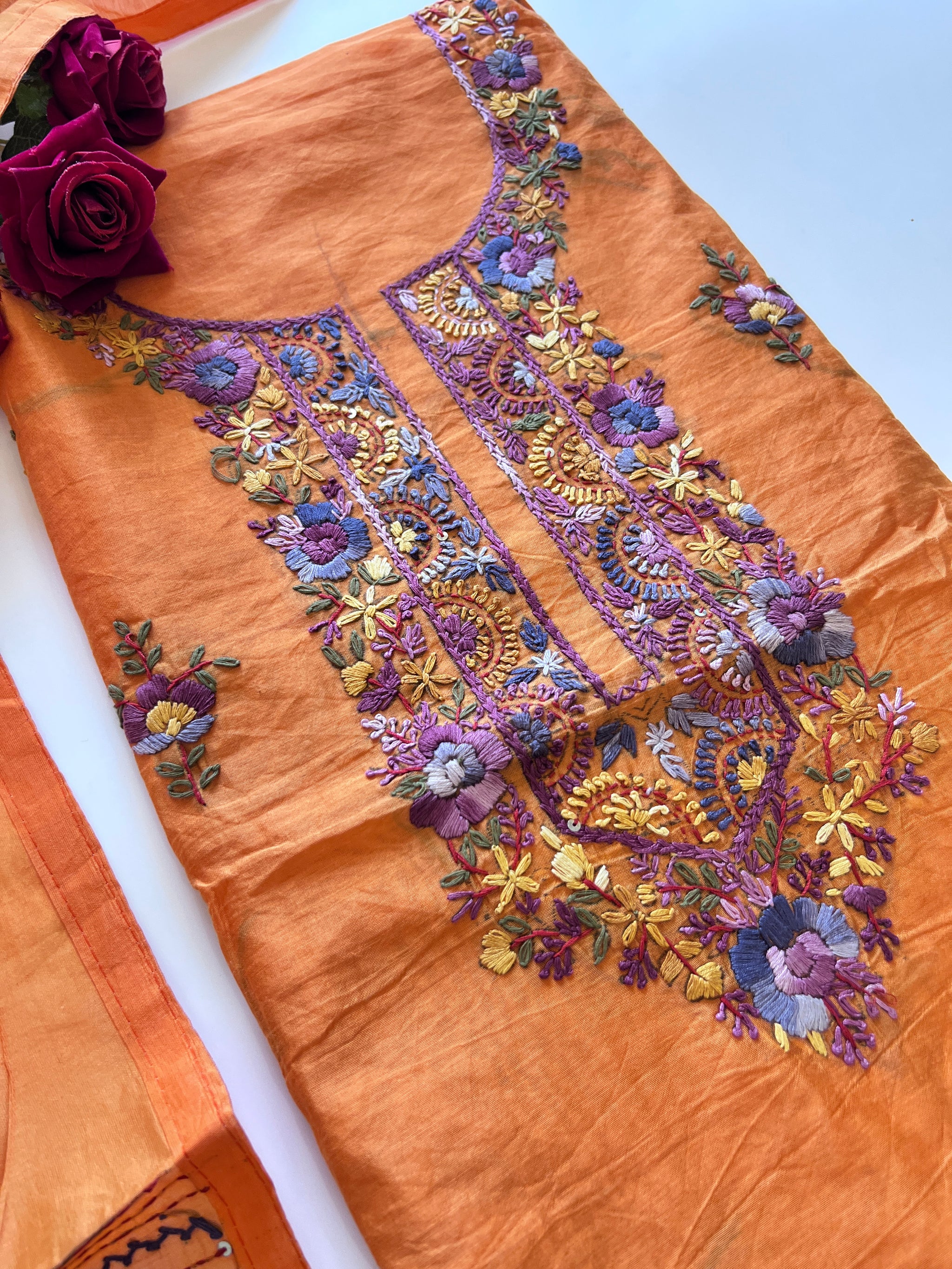 Knot embroidery Unstitched suit material 2 pc