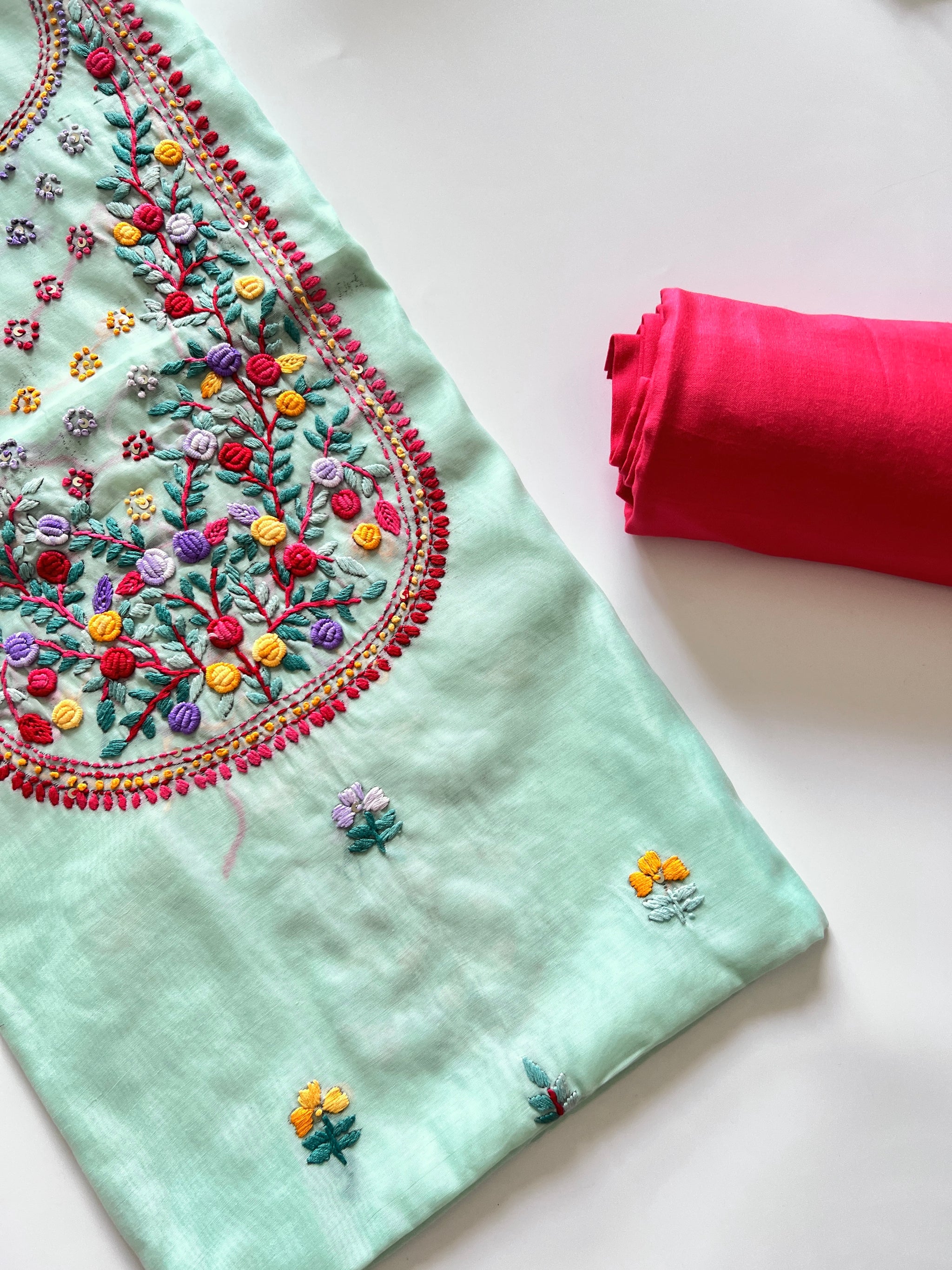Knot embroidery Unstitched suit material