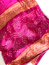 Pink Gajji Silk With gotta work neck Unstitched suit