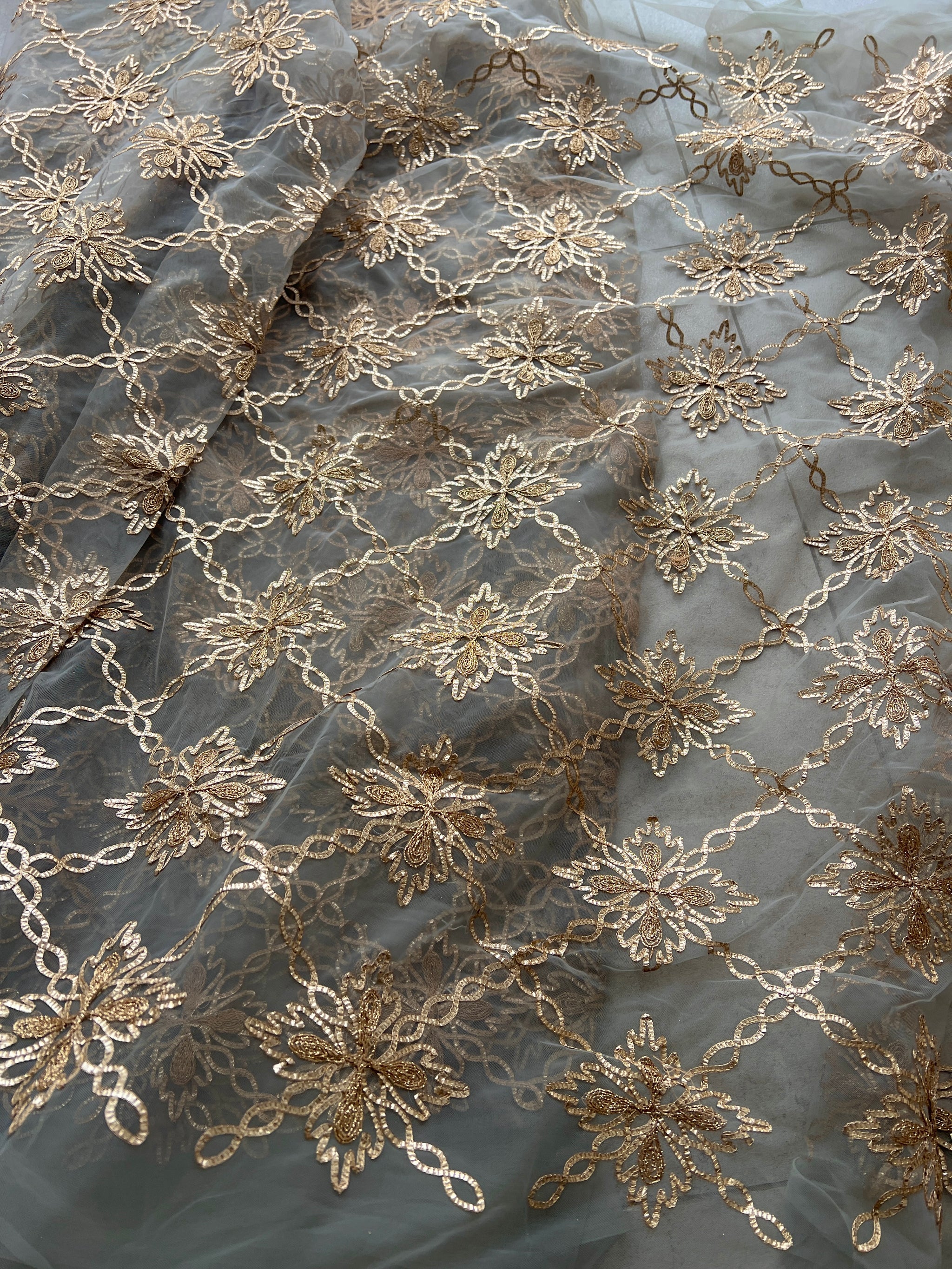 Grey net with Gotta work fabric