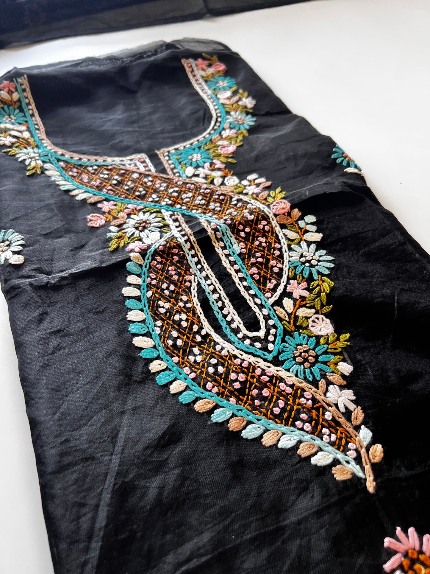 Black knot embroidery Unstitched suit material