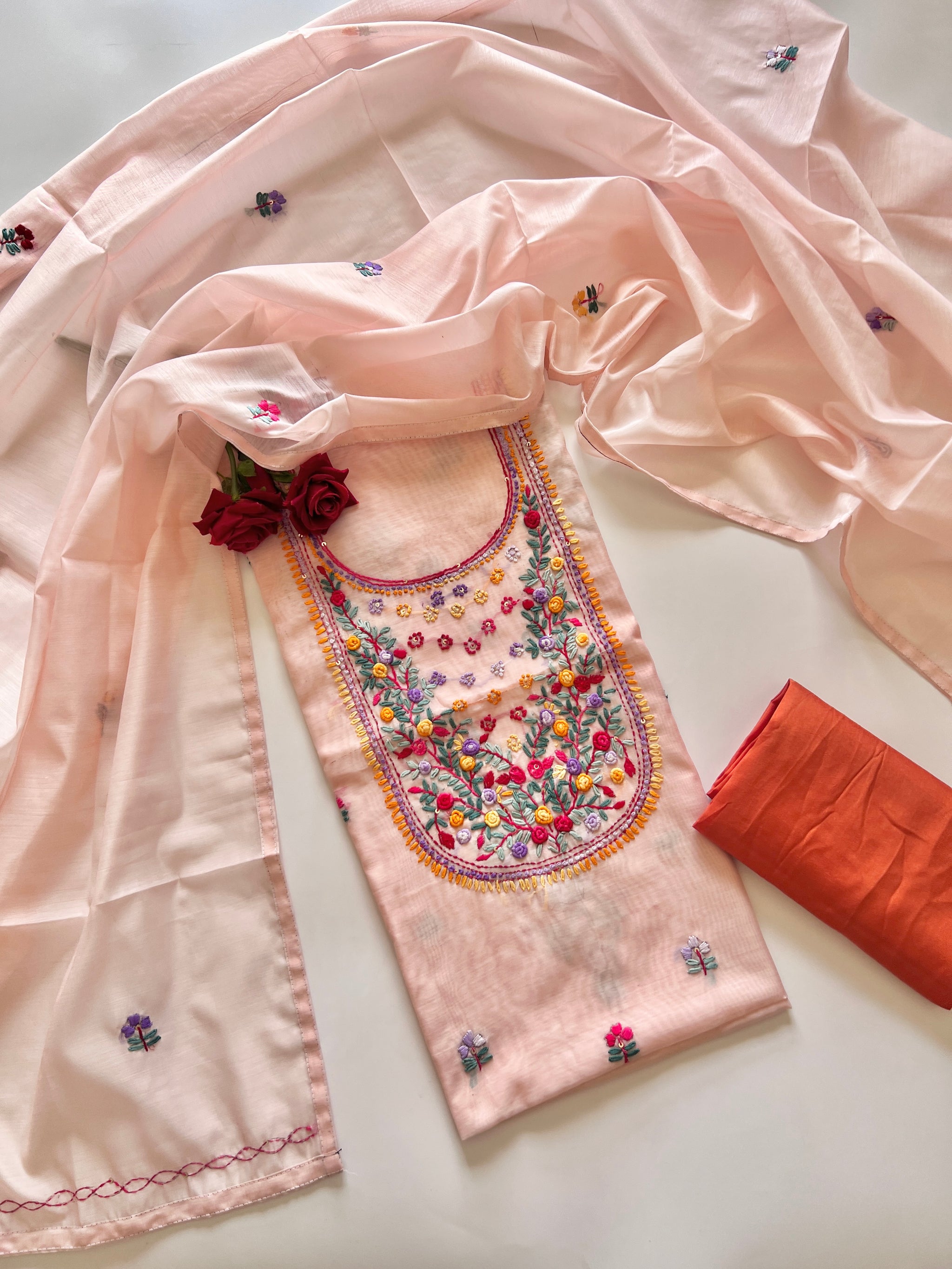 Knot embroidery Unstitched suit material