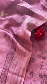 Purple Pure Linen embroidered premium unstitched dress material