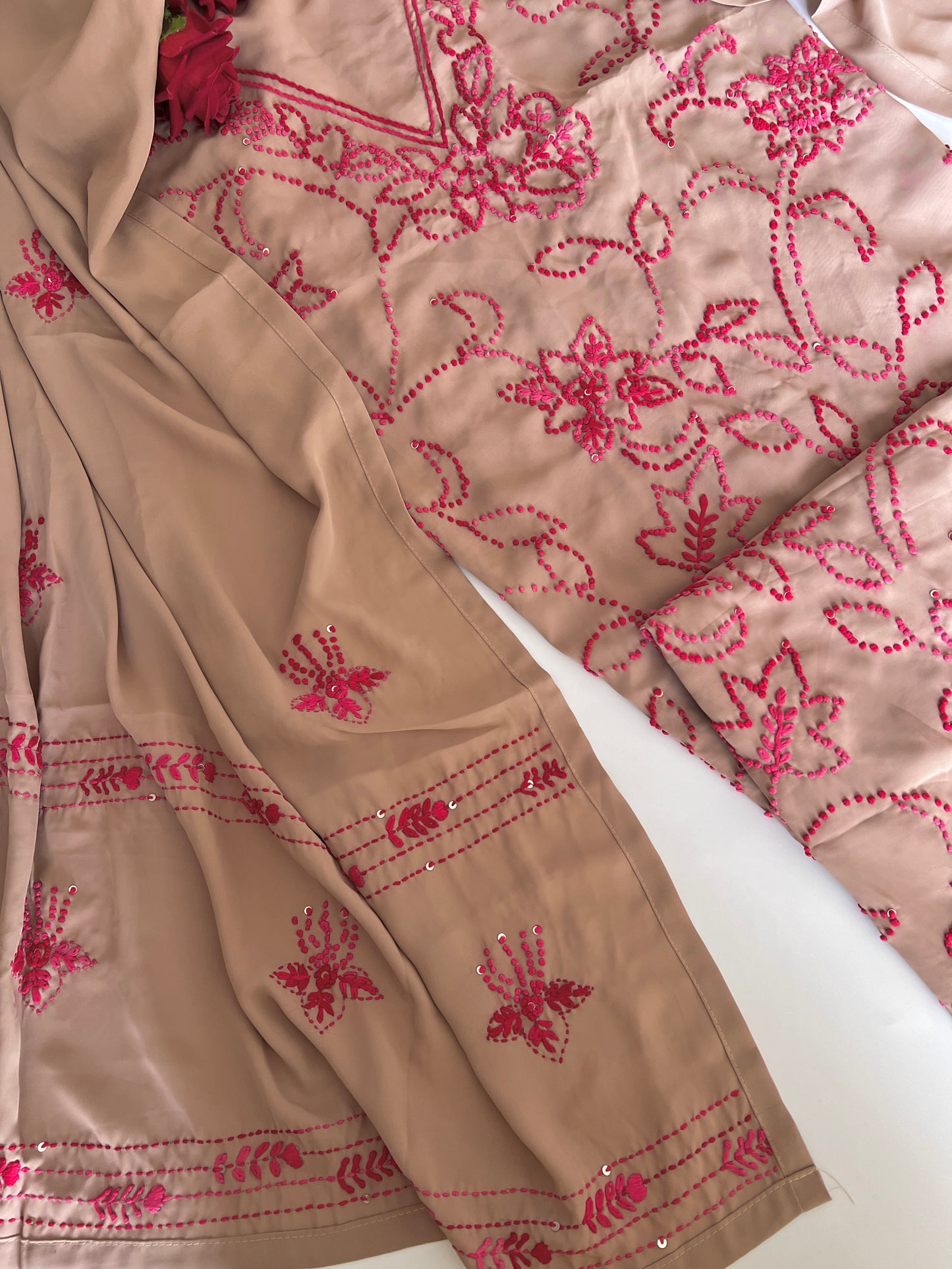 Knot Embroidery Unstitched suit set 3 pc