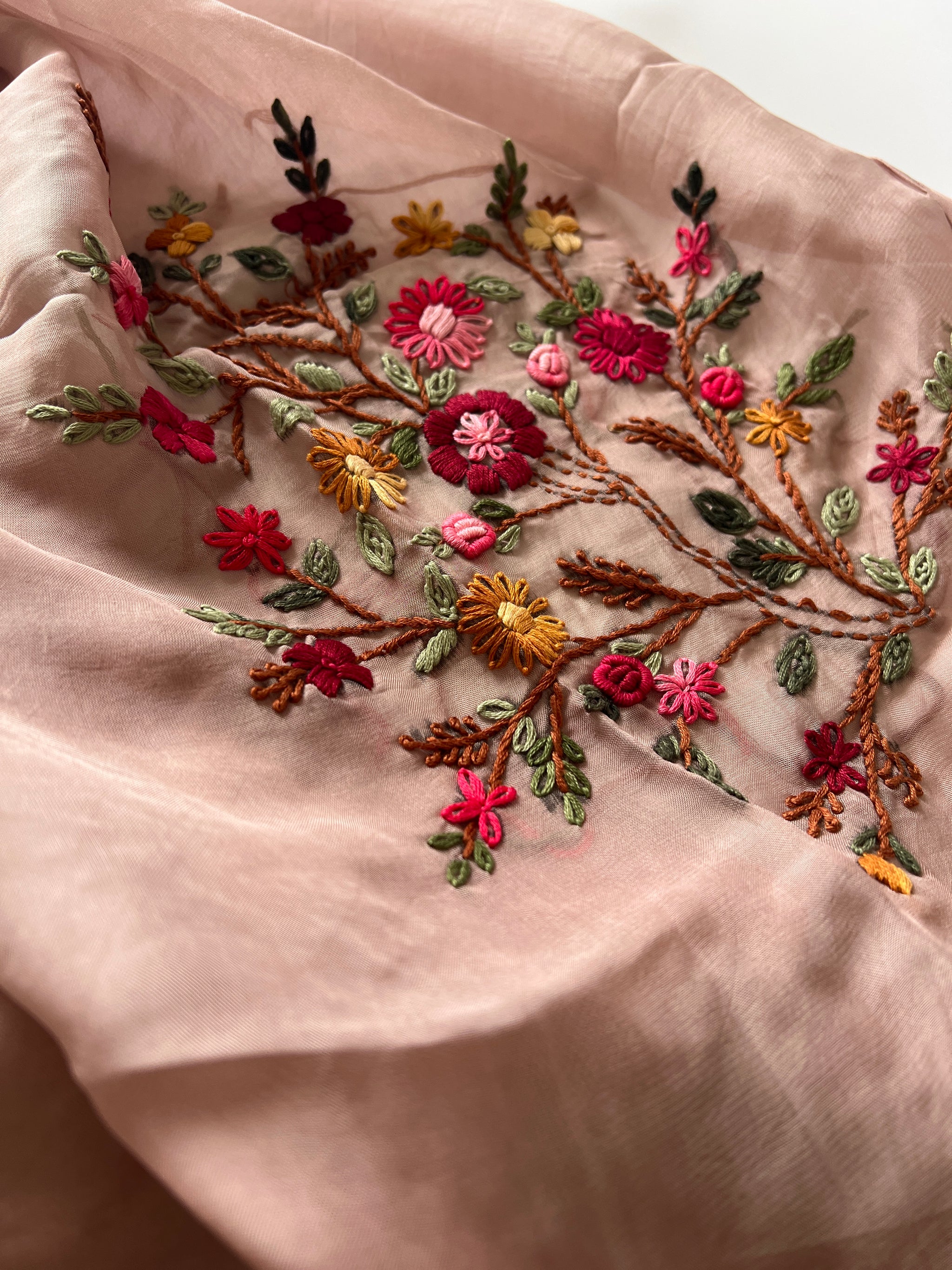 Knot embroidery Masleen Silk Designer Unstitched suit